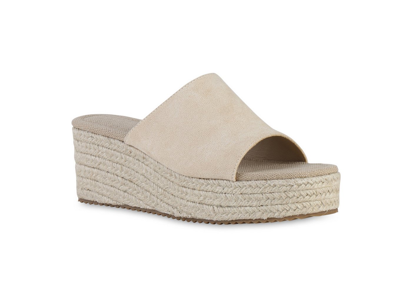 VAN HILL 841119 Plateausandaletten Damen Plateau Sandaletten Bast Wedges Profil-Sohle Plateau- von VAN HILL