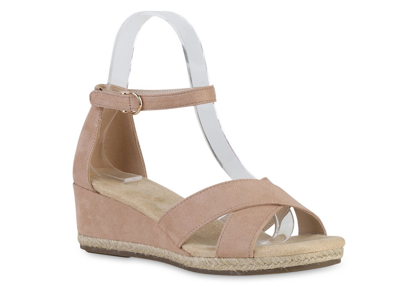 VAN HILL 841127 Keilsandalette Damen Keilsandaletten Sandaletten Wedges Bast Sommer von VAN HILL