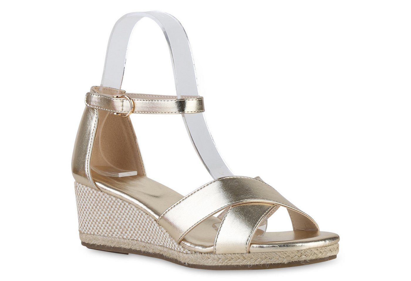 VAN HILL 841127 Keilsandalette Damen Keilsandaletten Sandaletten Wedges Bast Sommer von VAN HILL