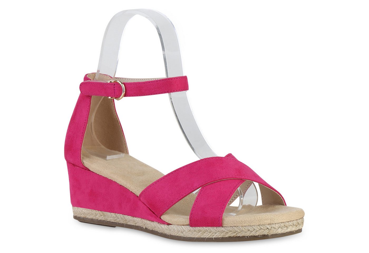 VAN HILL 841127 Keilsandalette Damen Keilsandaletten Sandaletten Wedges Bast Sommer von VAN HILL