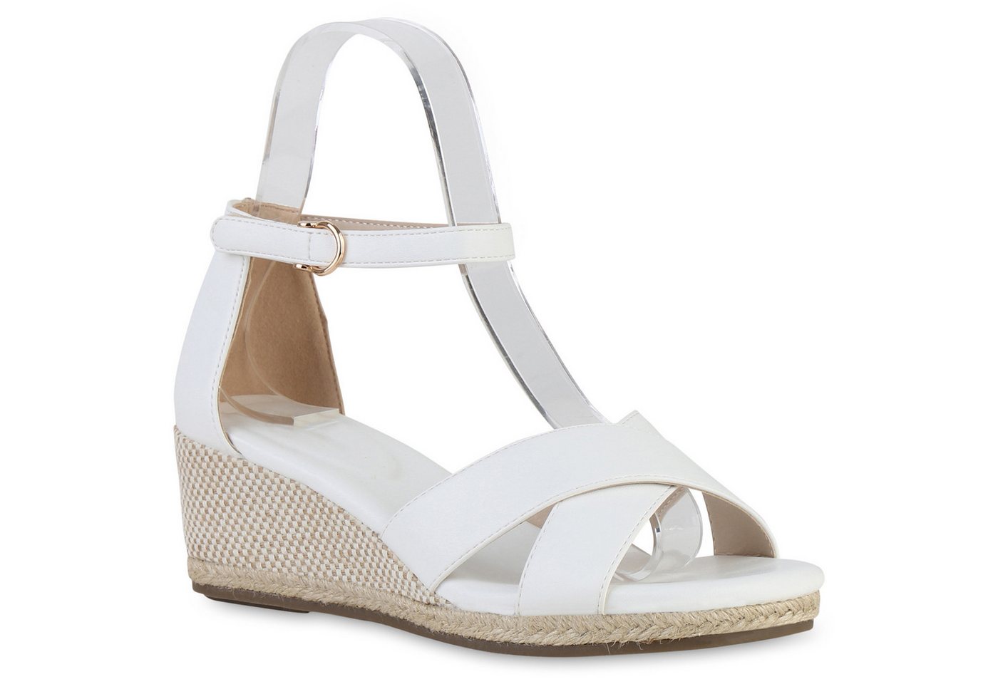 VAN HILL 841127 Keilsandalette Damen Keilsandaletten Sandaletten Wedges Bast Sommer von VAN HILL