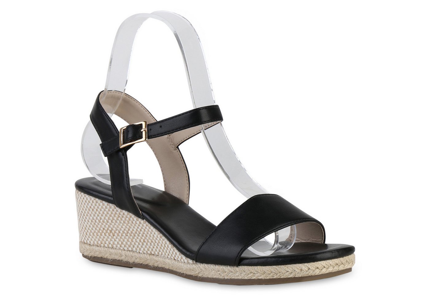 VAN HILL 841128 Keilsandalette Damen Keilsandaletten Sandaletten Bast Freizeit Sommer von VAN HILL