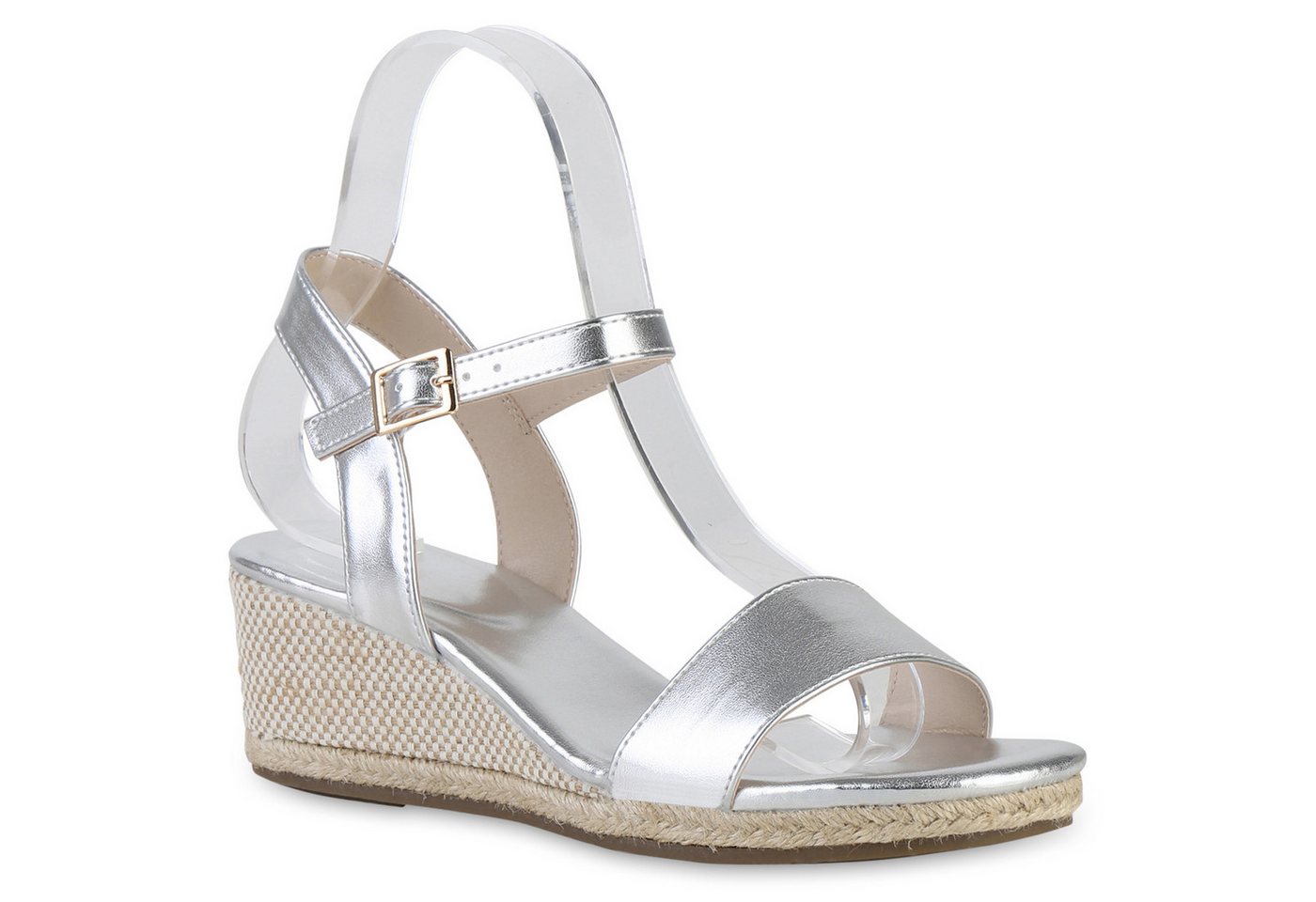 VAN HILL 841128 Keilsandalette Damen Keilsandaletten Sandaletten Bast Freizeit Sommer von VAN HILL