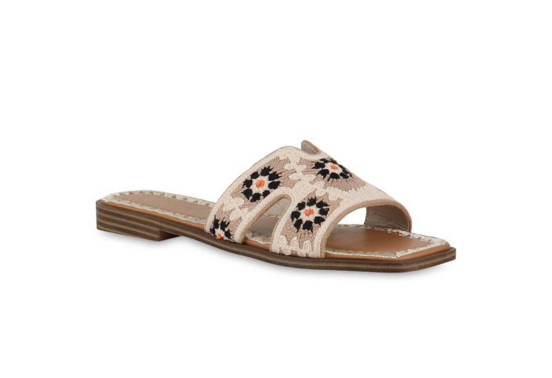 VAN HILL 841136 Pantolette Damen Pantoletten Sandalen Stickereien von VAN HILL
