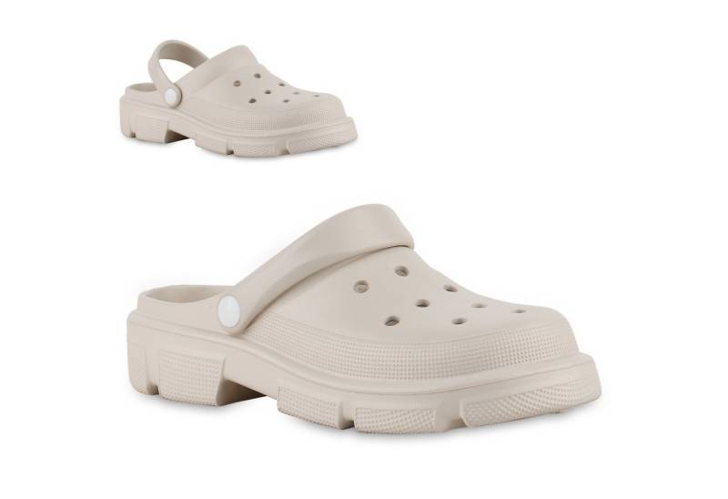 VAN HILL 841148 Pantolette Damen Pantoletten Sandalen Bequeme Cut-outs Profil-Sohle von VAN HILL