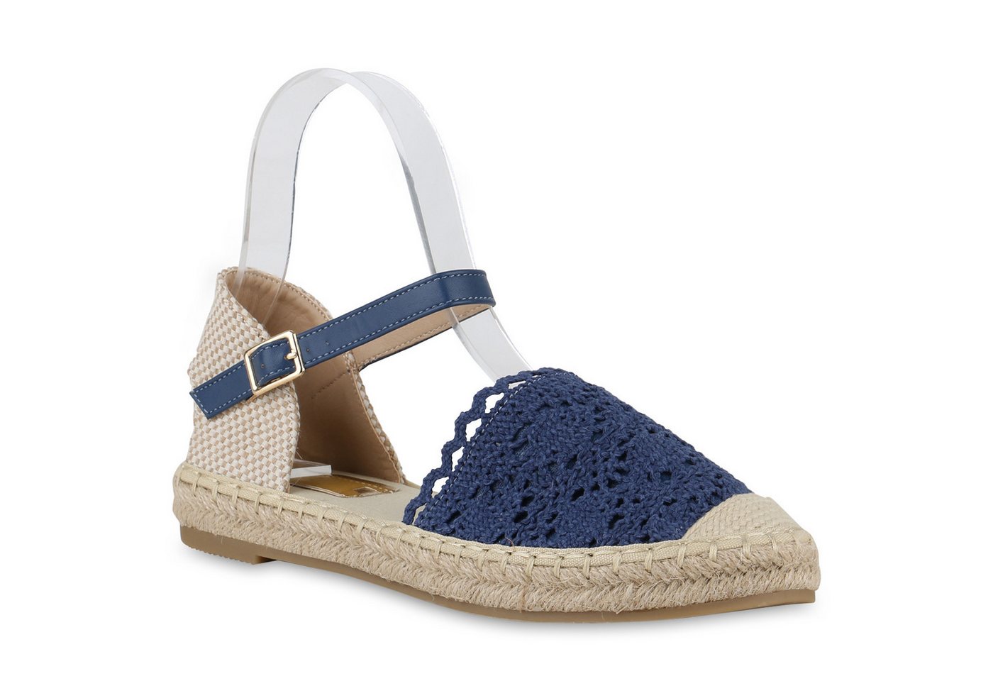 VAN HILL 841149 Riemchensandale Damen Riemchensandalen Sandalen Spitze Bast Sommer von VAN HILL