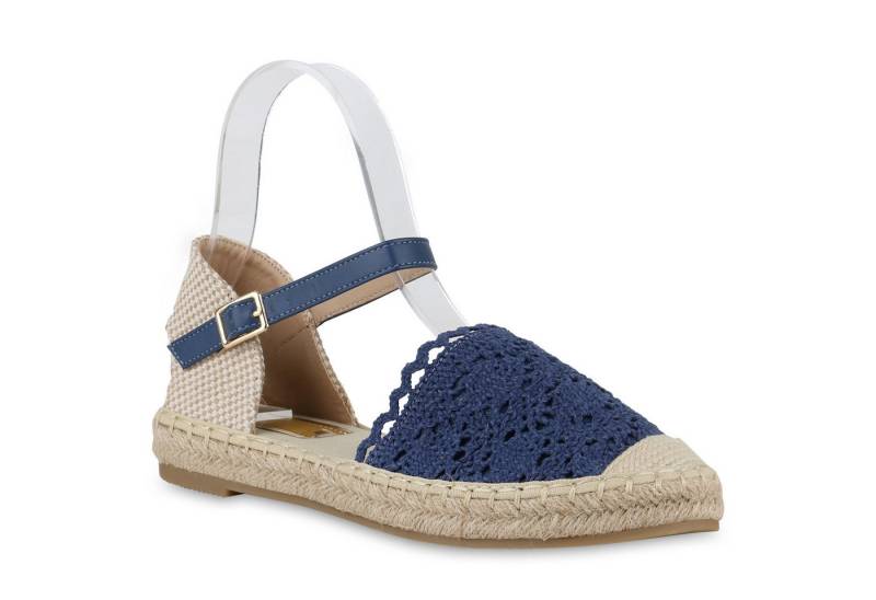 VAN HILL 841149 Riemchensandale Damen Riemchensandalen Sandalen Spitze Bast Sommer von VAN HILL