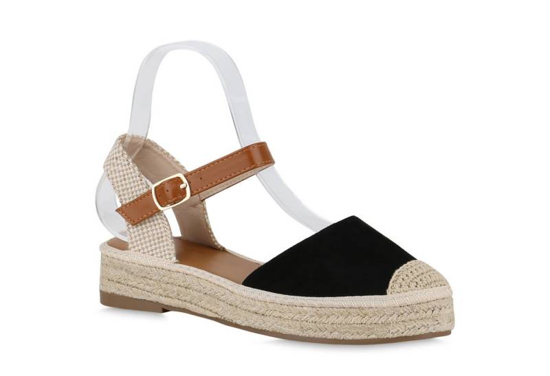 VAN HILL 841156 Plateausandaletten Damen Plateau Sandaletten Bast Sommer Freizeit von VAN HILL