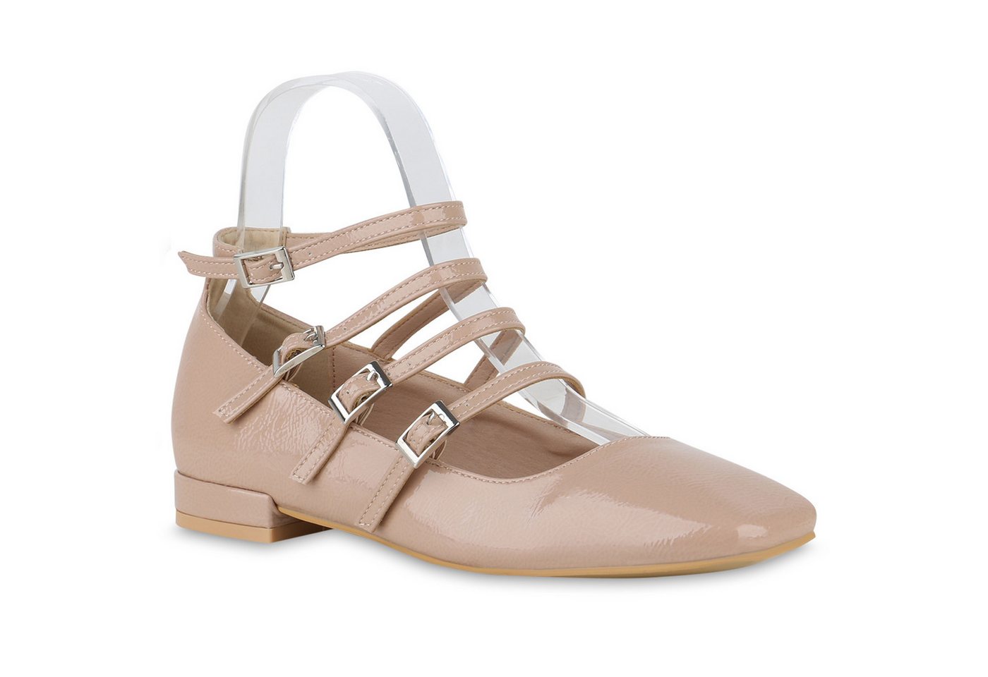 VAN HILL 841181 Ballerina Damen Riemchenballerinas Ballerinas Eckige Lack Riemchen- 841180 von VAN HILL