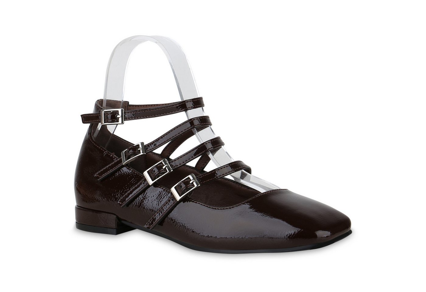 VAN HILL 841181 Ballerina Damen Riemchenballerinas Ballerinas Eckige Lack Riemchen- 841180 von VAN HILL