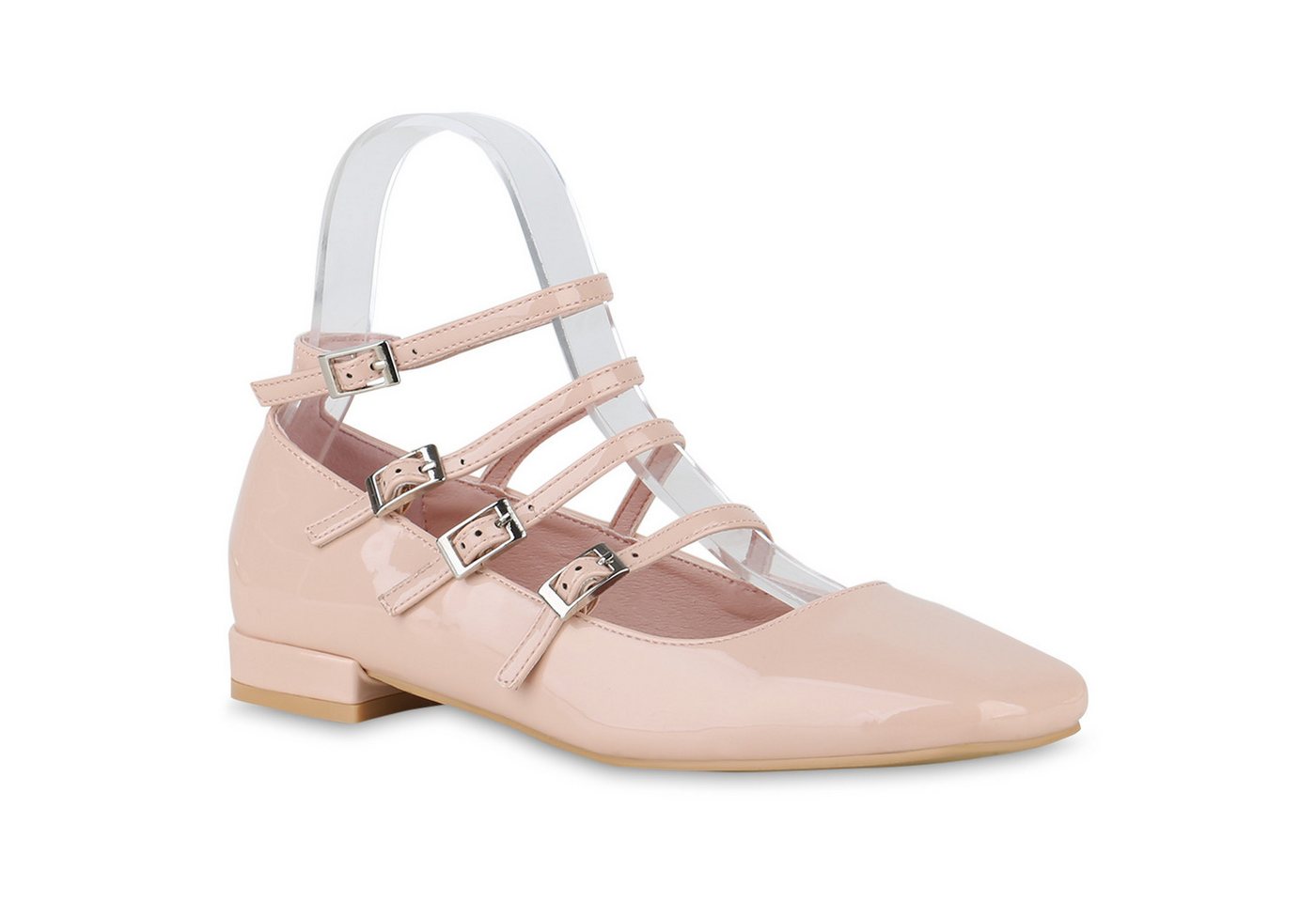 VAN HILL 841181 Ballerina Damen Riemchenballerinas Ballerinas Eckige Lack Riemchen- 841180 von VAN HILL