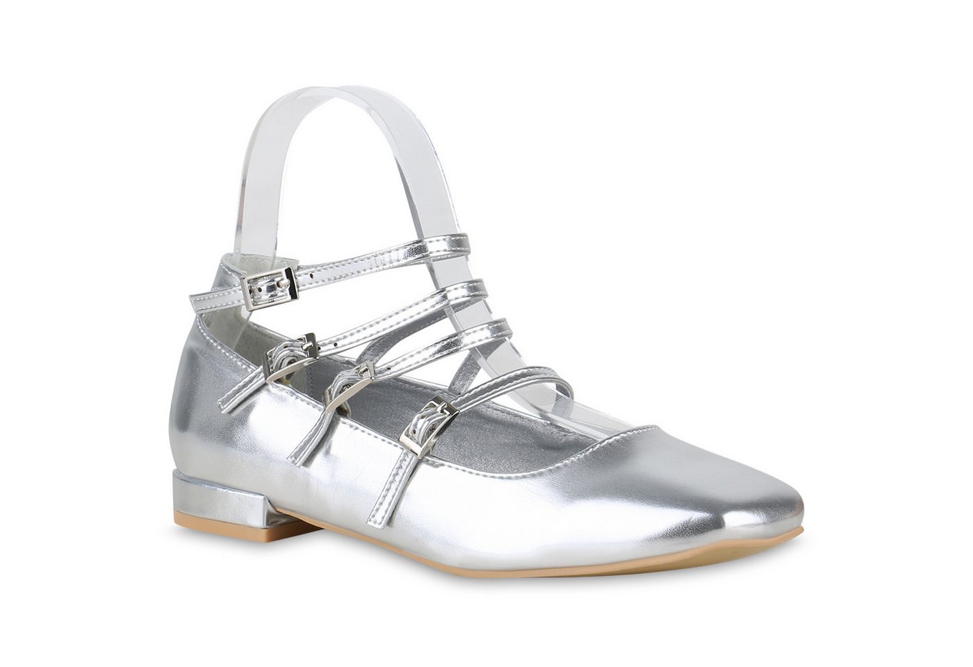 VAN HILL 841181 Ballerina Damen Riemchenballerinas Ballerinas Eckige Lack Riemchen- 841180 von VAN HILL