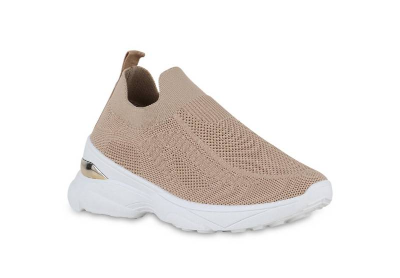VAN HILL 841254 Laufschuh Damen Slip Ons Sportschuhe Strick Profil-Sohle Stoff von VAN HILL