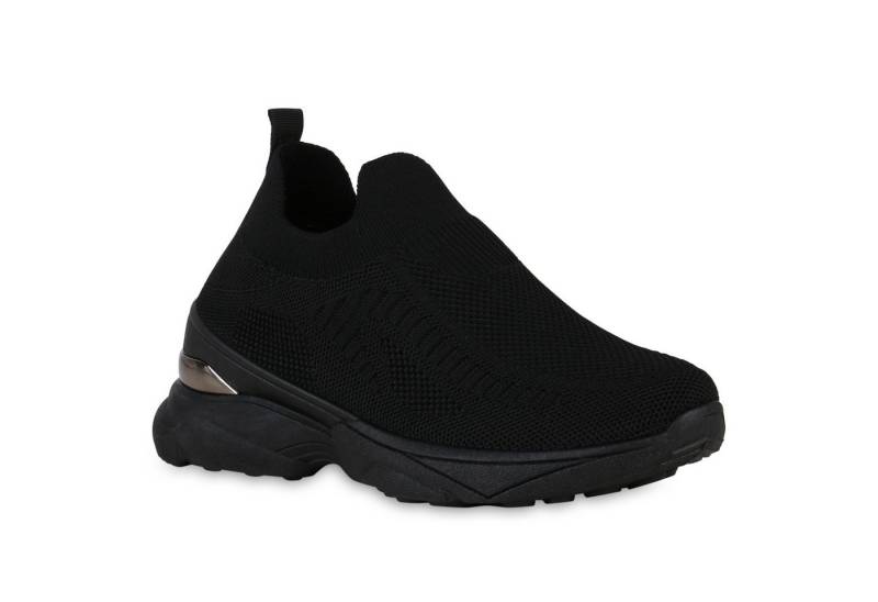 VAN HILL 841254 Laufschuh Damen Slip Ons Sportschuhe Strick Profil-Sohle Stoff von VAN HILL