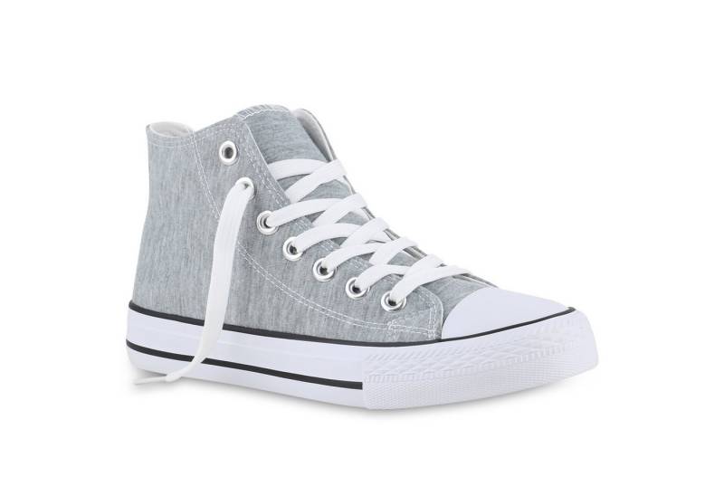 VAN HILL 841313 Sneaker Damen Sneaker High Schnürer Bequeme Basic Freizeit Stoff von VAN HILL