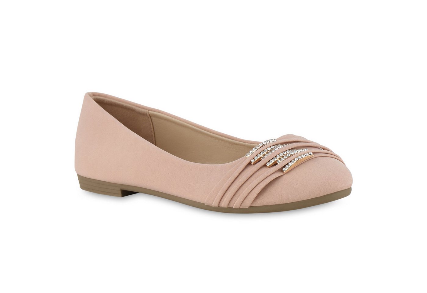 VAN HILL 841317 Ballerina Damen Klassische Ballerinas Strass Leder-Optik von VAN HILL