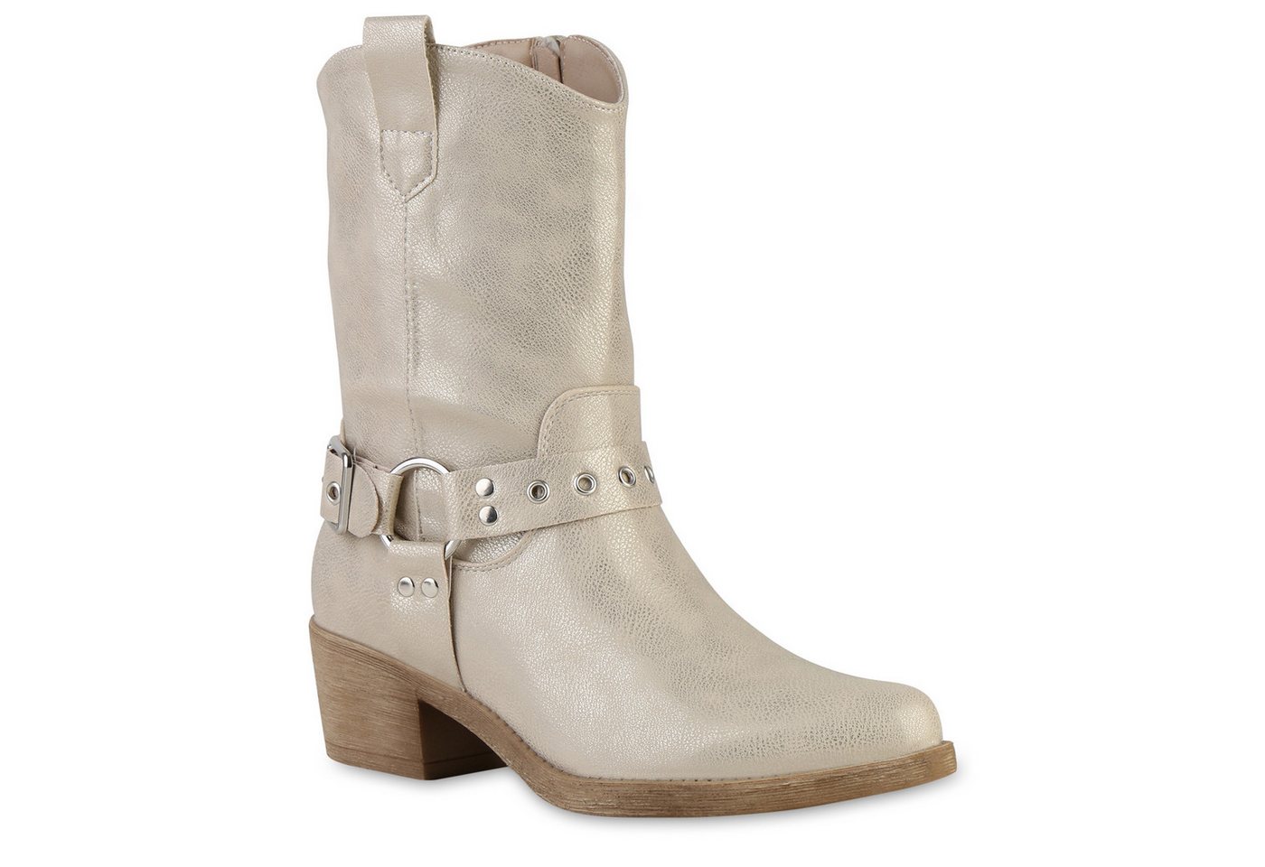 VAN HILL 841326 Cowboy Boots Damen Leicht Gefütterte Cowboy Boots Stiefeletten Schnallen von VAN HILL