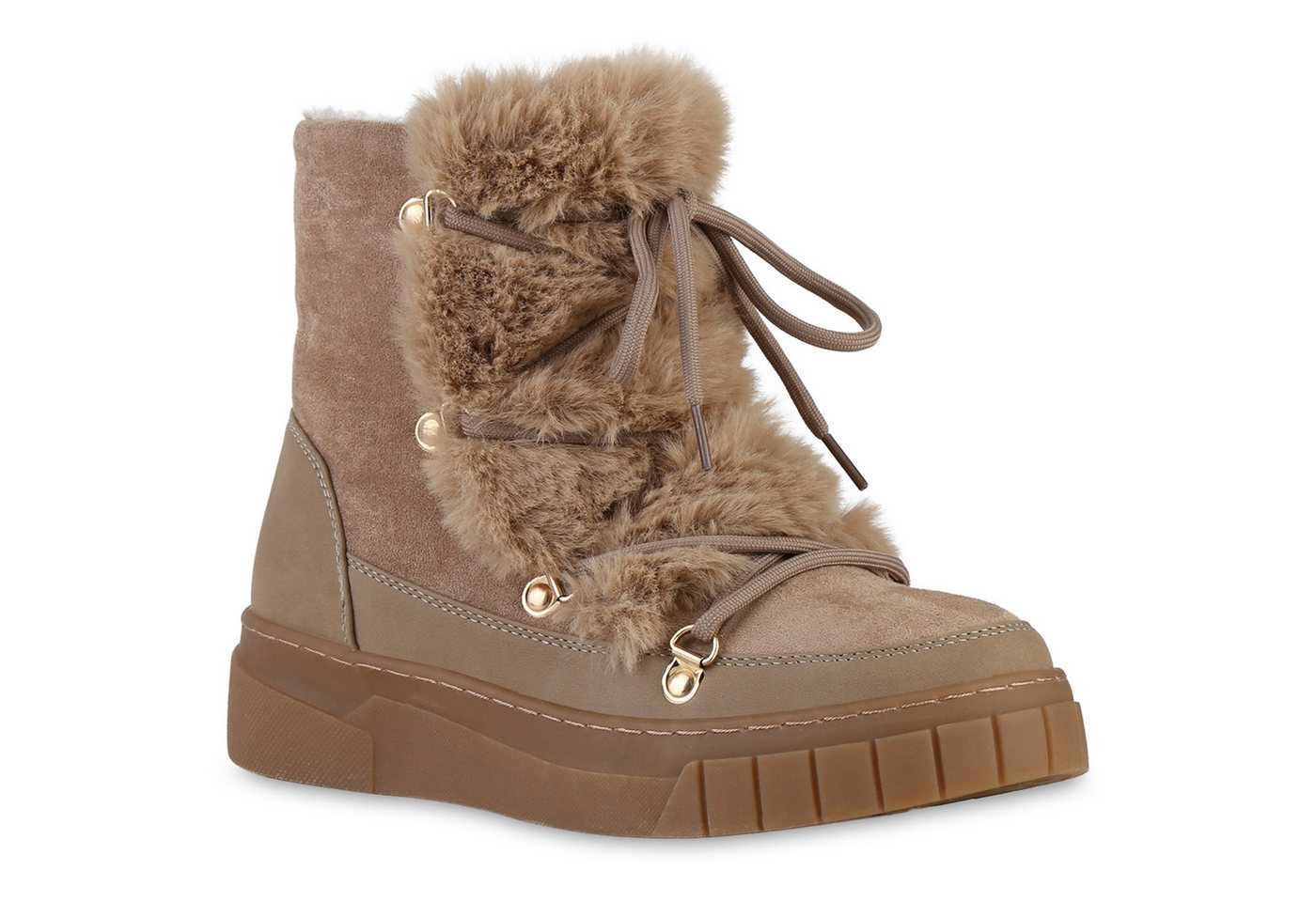 VAN HILL 841331 Winterstiefelette Damen Warm Gefüttert Winter Boots Stiefel Kunstfell Plateau von VAN HILL