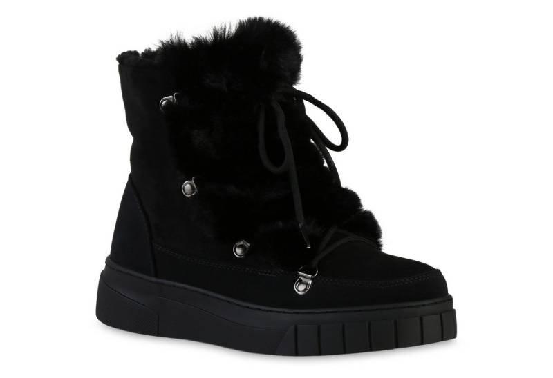 VAN HILL 841331 Winterstiefelette Damen Warm Gefüttert Winter Boots Stiefel Kunstfell Plateau von VAN HILL