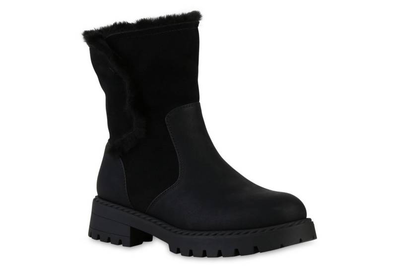 VAN HILL 841338 Stiefelette Damen Gefütterte Klassische Stiefeletten Kunstfell Plateau- von VAN HILL