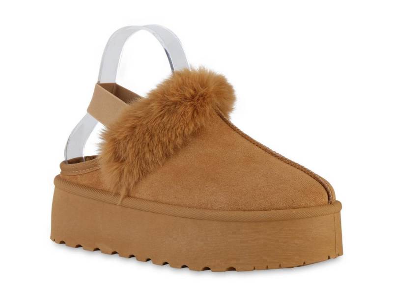 VAN HILL 841353 Hausschuh Damen Warm Gefüttert Pantoffeln Hausschuhe Bequem Kunstfell von VAN HILL