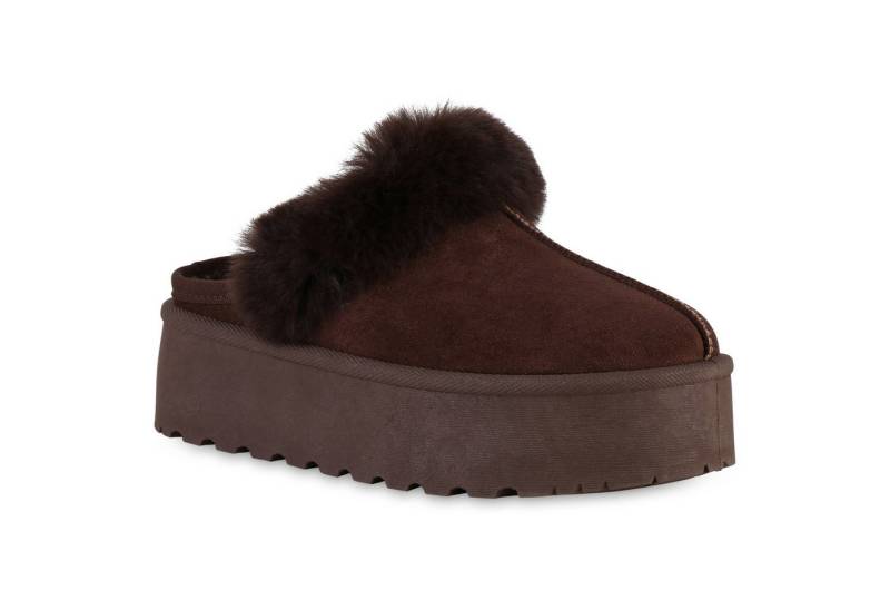 VAN HILL 841354 Hausschuh Damen Warm Gefüttert Pantoffeln Hausschuhe Bequem Kunstfell von VAN HILL