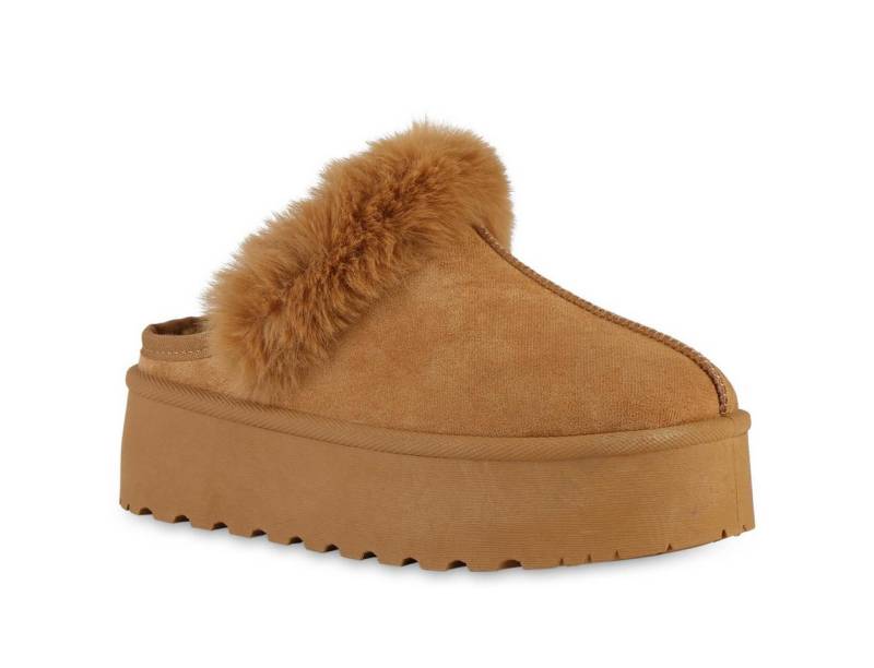 VAN HILL 841354 Hausschuh Damen Warm Gefüttert Pantoffeln Hausschuhe Bequem Kunstfell von VAN HILL