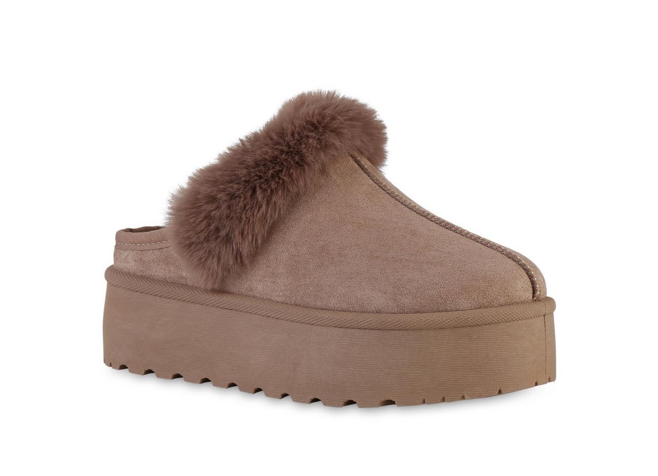 VAN HILL 841354 Hausschuh Damen Warm Gefüttert Pantoffeln Hausschuhe Bequem Kunstfell von VAN HILL