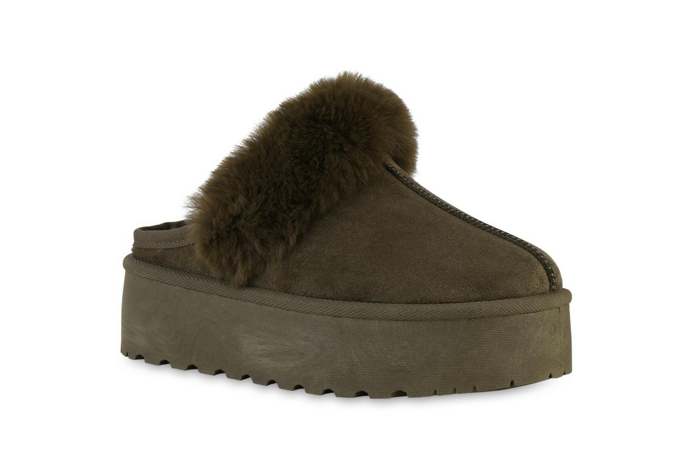 VAN HILL 841354 Hausschuh Damen Warm Gefüttert Pantoffeln Hausschuhe Bequem Kunstfell von VAN HILL