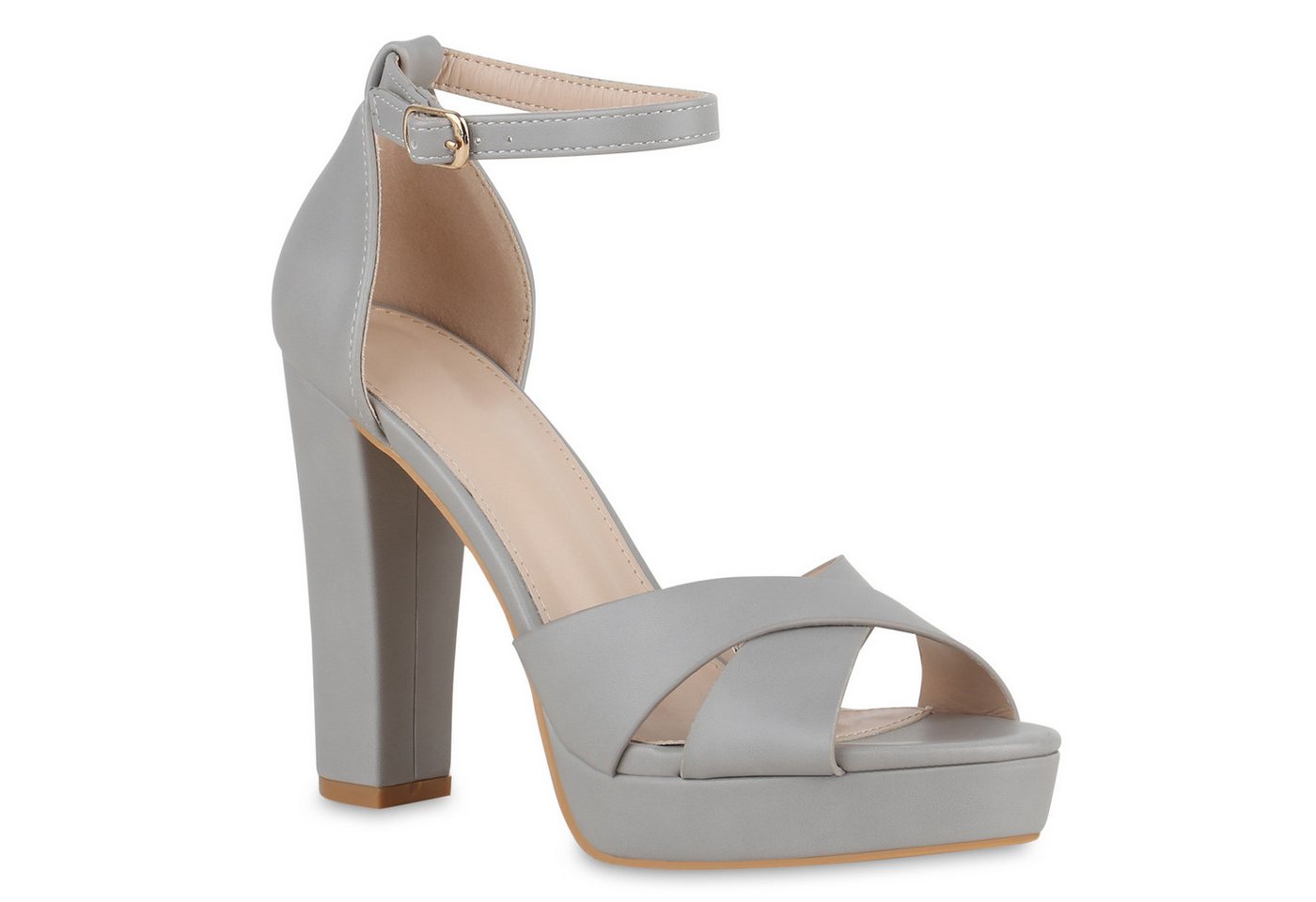 VAN HILL 841364 High-Heel-Sandalette Damen High Heels Sandaletten Plateau Leder Optik Party von VAN HILL