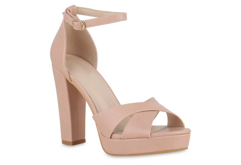 VAN HILL 841364 High-Heel-Sandalette Damen High Heels Sandaletten Plateau Leder Optik Party von VAN HILL