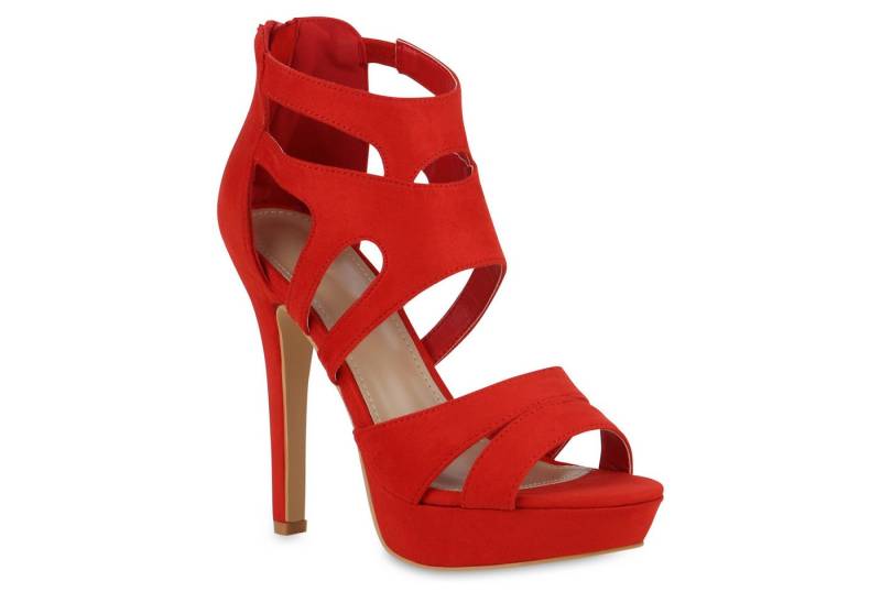 VAN HILL 841366 High-Heel-Sandalette Damen High Heels Sandalette Stiletto Cut-outs Party Plateau- von VAN HILL