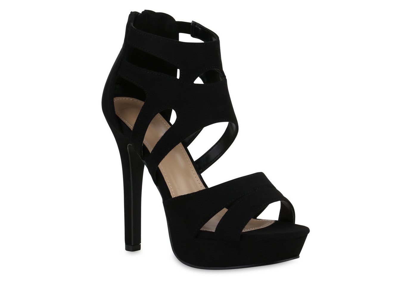 VAN HILL 841366 High-Heel-Sandalette Damen High Heels Sandalette Stiletto Cut-outs Party Plateau- von VAN HILL