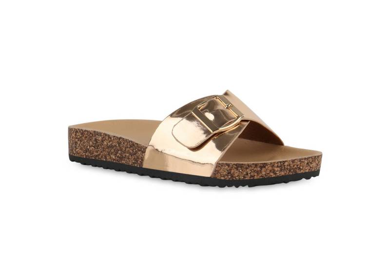VAN HILL 841369 Pantolette Damen Pantoletten Sandalen Lack Hausschuhe Bequem Schlappen von VAN HILL