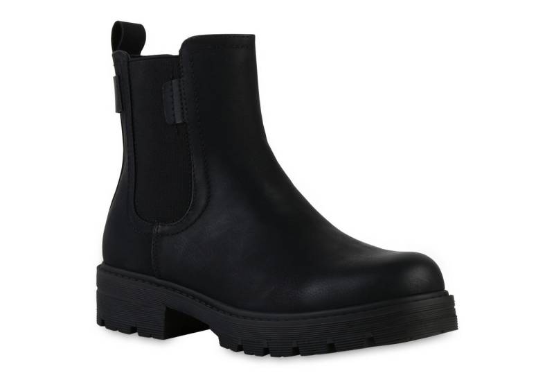 VAN HILL 841383 Stiefelette Damen Klassische Stiefeletten Profil-Sohle Plateau Vorne von VAN HILL