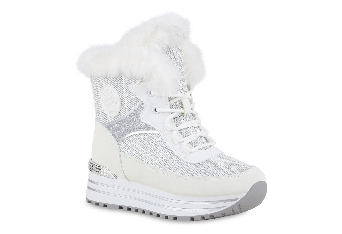 VAN HILL 841426 Sneaker Damen Warm Gefütterte Sneakerstiefel Sneaker Kunstfell von VAN HILL