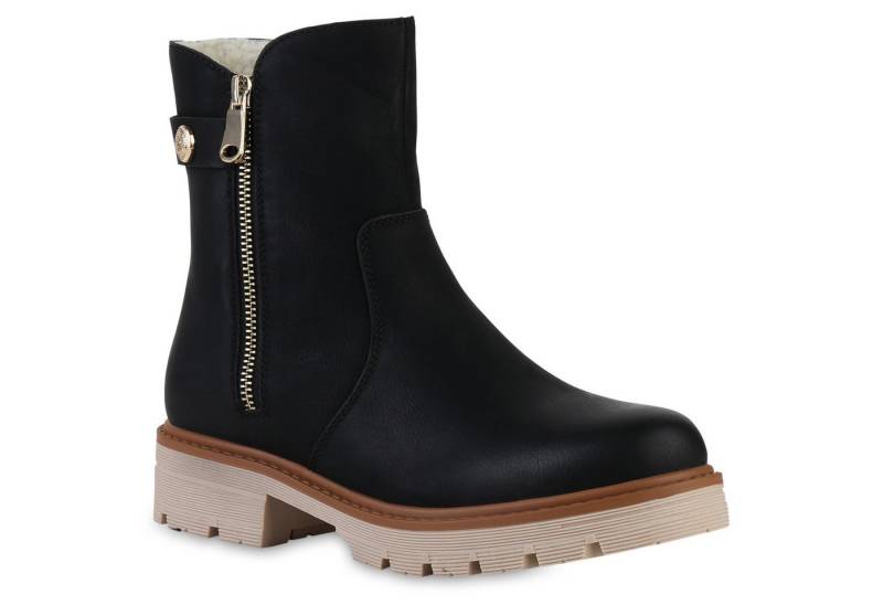 VAN HILL 841444 Stiefelette Damen Gefüttert Klassische Stiefeletten Profil-Sohle Trendy von VAN HILL