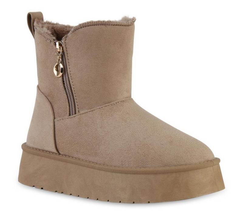 VAN HILL 841457 Winterstiefelette Damen Warm Gefüttert Winter Boots Stiefelette Bequem Zipper von VAN HILL