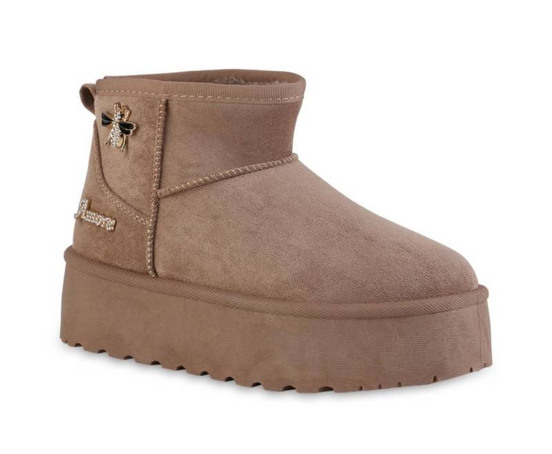 VAN HILL 841462 Winterstiefelette Damen Warm Gefütterte Winter Boots Stiefeletten Bequeme von VAN HILL