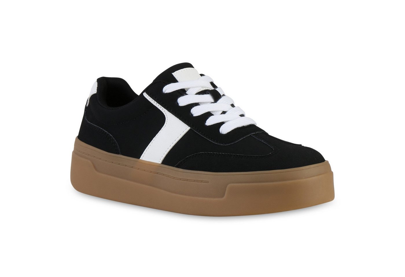 VAN HILL 841463 Sneaker Damen Sneaker Low Schnürer Basic Plateau Freizeit Schnür- von VAN HILL