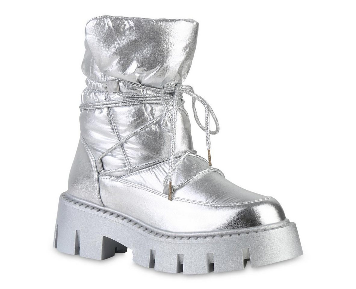 VAN HILL 841467 Plateaustiefelette Damen Plateau Boots Stiefeletten Profil-Sohle Plateau- von VAN HILL