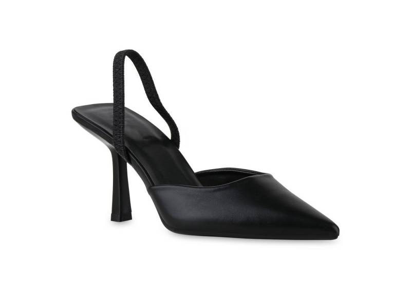 VAN HILL 841485 Slingpumps Damen Slingpumps Pumps Spitze Stiletto Klassische Basic von VAN HILL