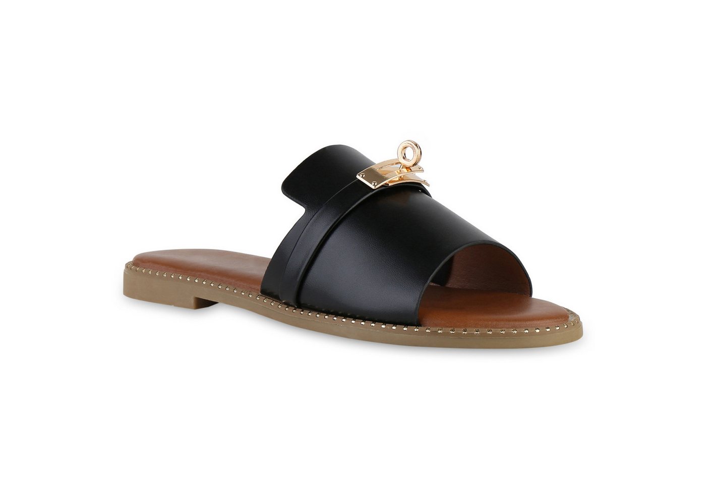 VAN HILL 841511 Pantolette Damen Pantoletten Sandalen Nieten Sommer Mules Frühling von VAN HILL