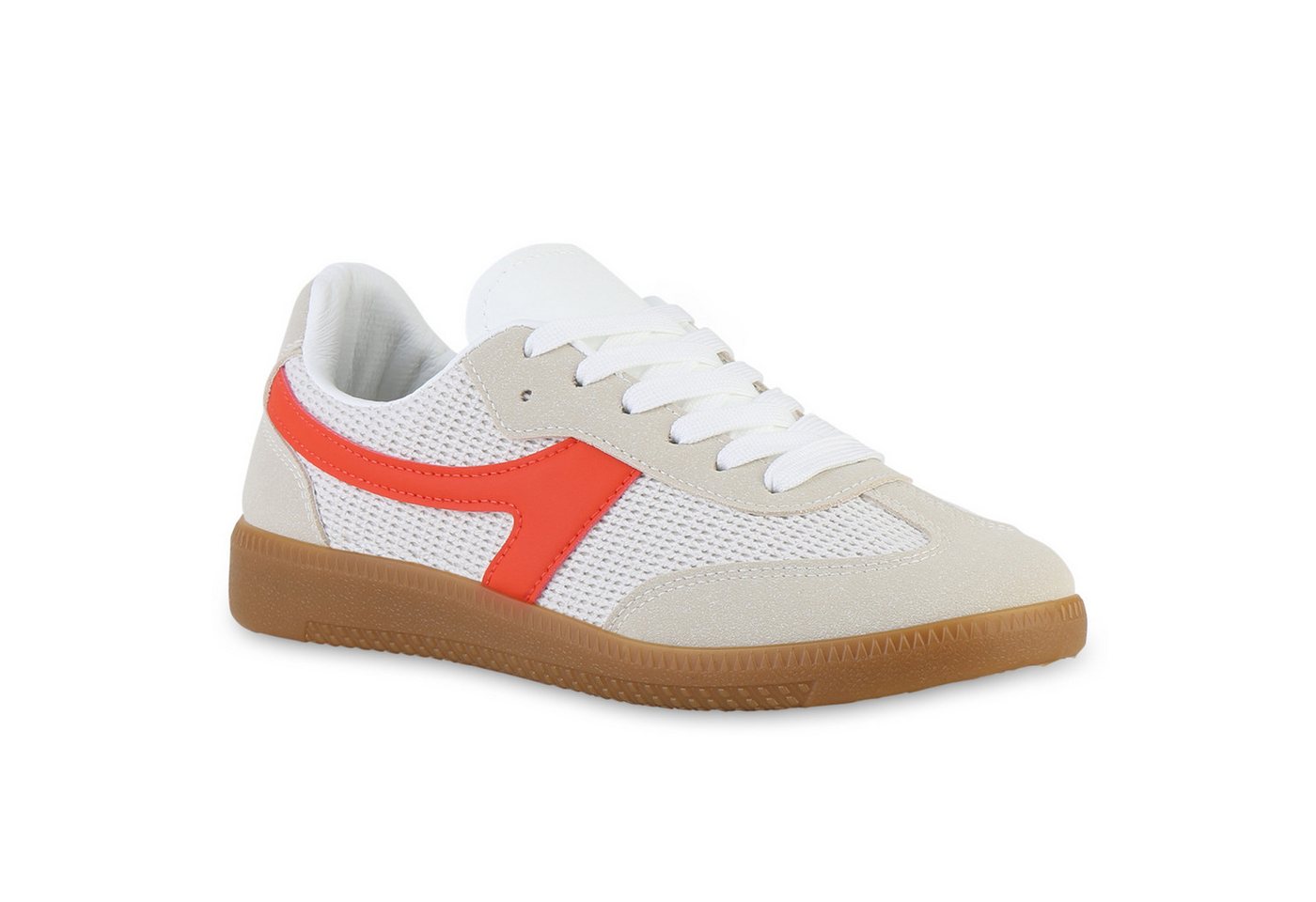 VAN HILL 841515 Sneaker Damen Sneaker Low Schnürer Bequeme Strick Freizeit Schnür- von VAN HILL