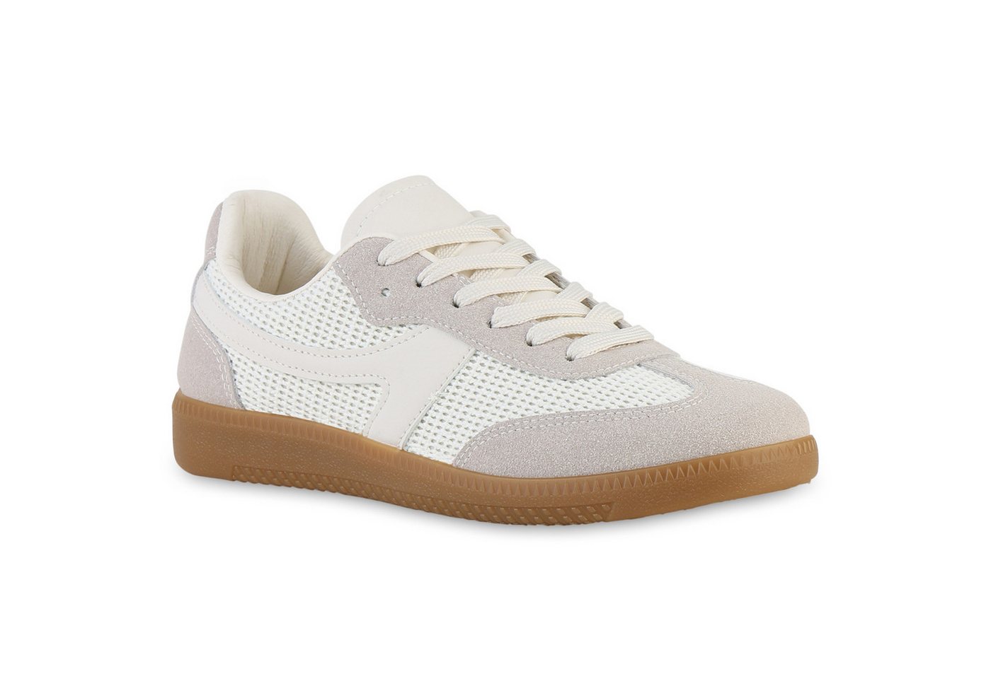 VAN HILL 841515 Sneaker Damen Sneaker Low Schnürer Bequeme Strick Freizeit Schnür- von VAN HILL