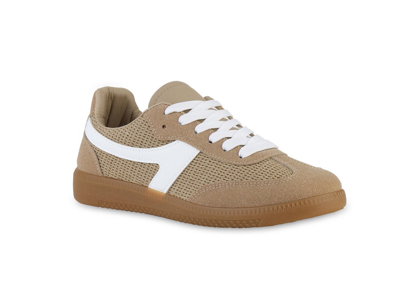 VAN HILL 841515 Sneaker Damen Sneaker Low Schnürer Bequeme Strick Freizeit Schnür- von VAN HILL