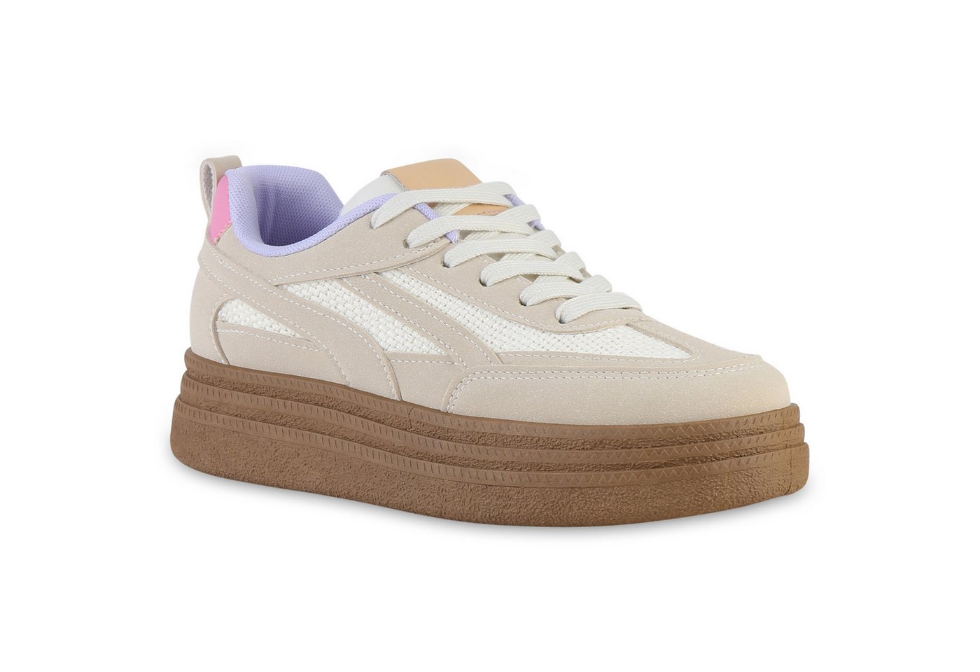 VAN HILL 841519 Plateausneaker Damen Plateau Sneaker Schnürer Bequeme Basic Freizeit von VAN HILL