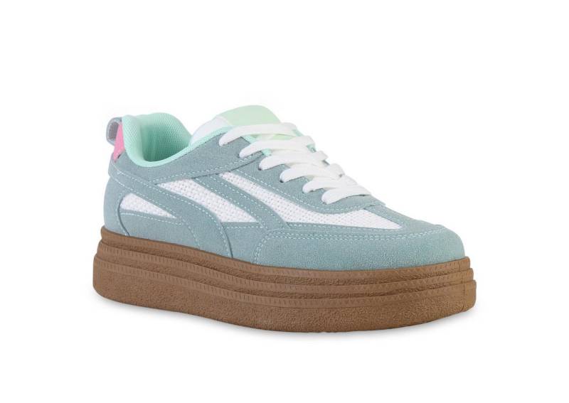 VAN HILL 841519 Plateausneaker Damen Plateau Sneaker Schnürer Bequeme Basic Freizeit von VAN HILL