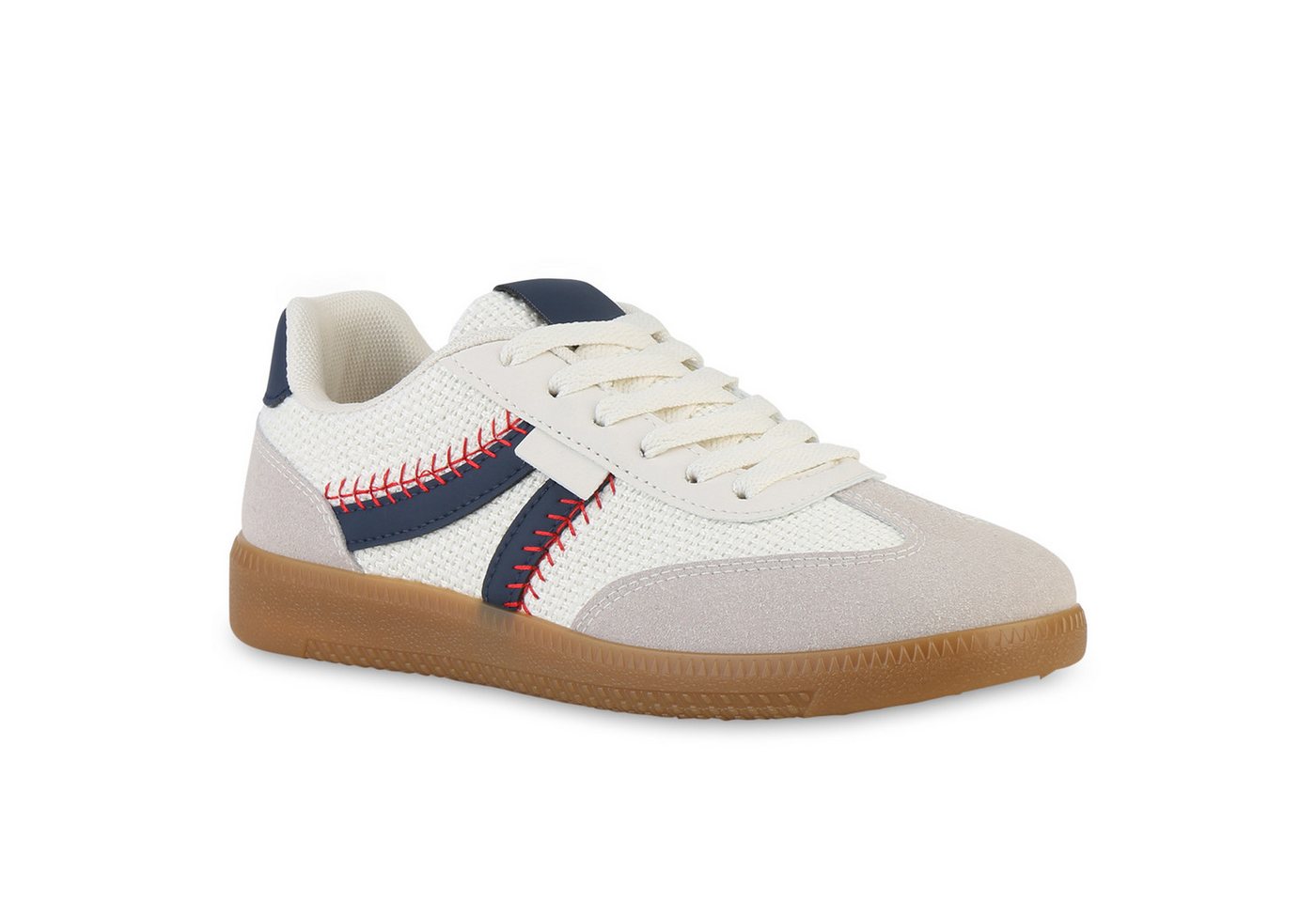 VAN HILL 841520 Sneaker Damen Sneaker Low Schnürer Bequeme Freizeit Strick Schnür- von VAN HILL