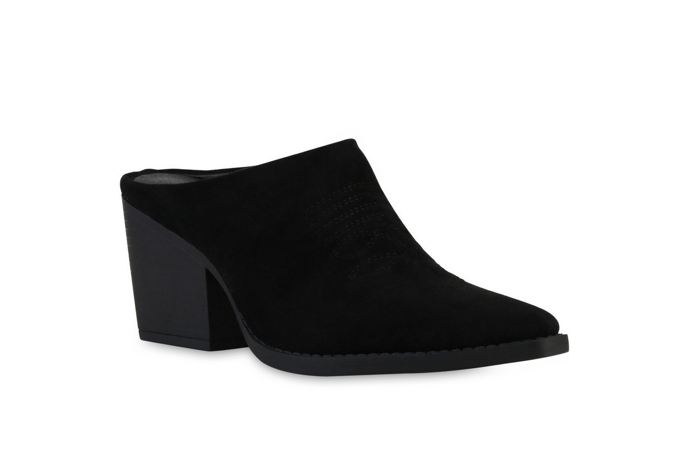 VAN HILL 841522 Cowboy Boots Damen Cowboy Boots Stiefelette Spitz Stickereien Pantolette von VAN HILL